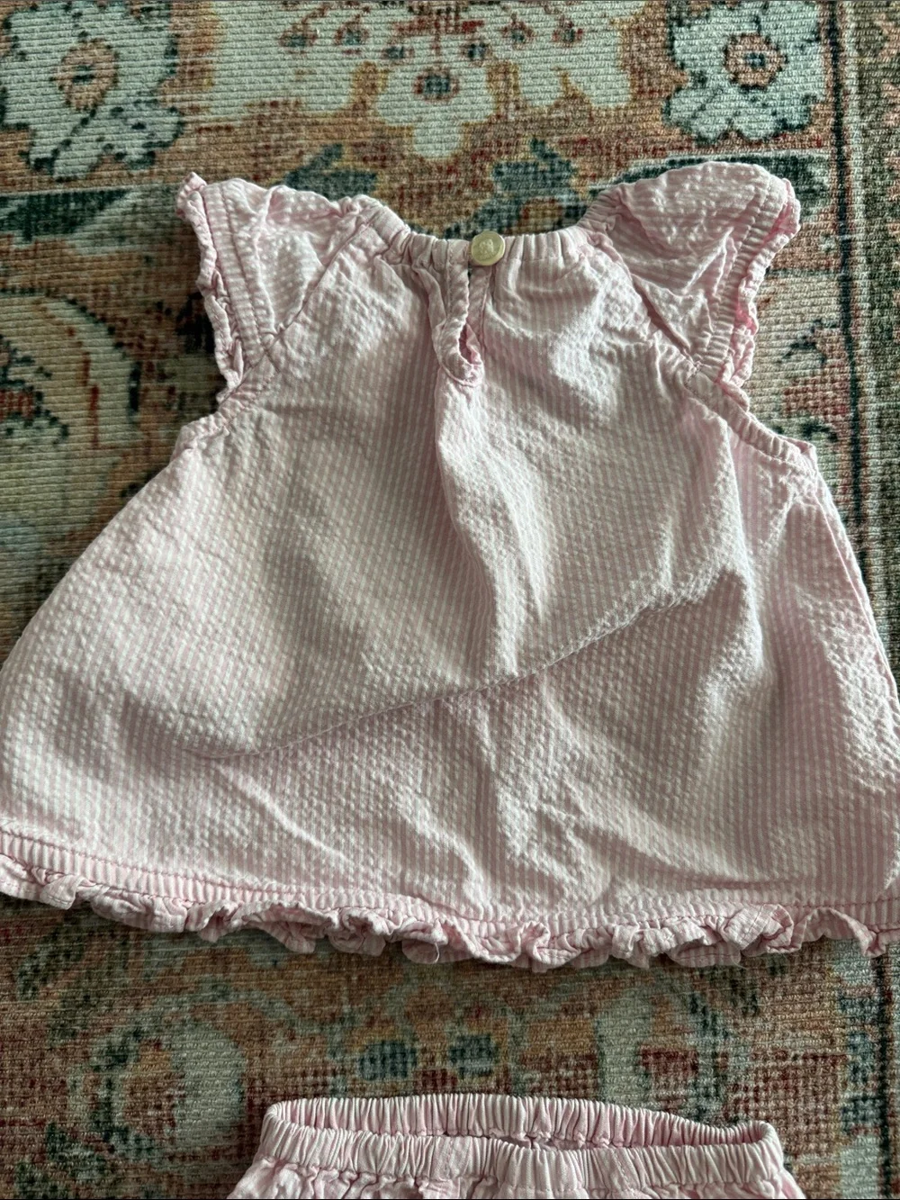 Vineyard Vines Pink Seersucker Top & Whale Bloomers Set